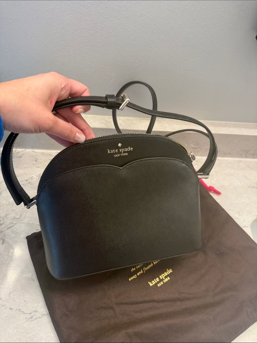 kate spade Black Saffiano Dome Crossbody Purse